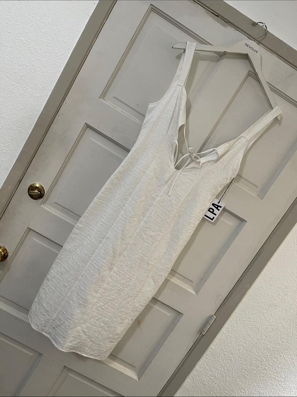 LPA White Tie-Front Sleeveless Midi Dress